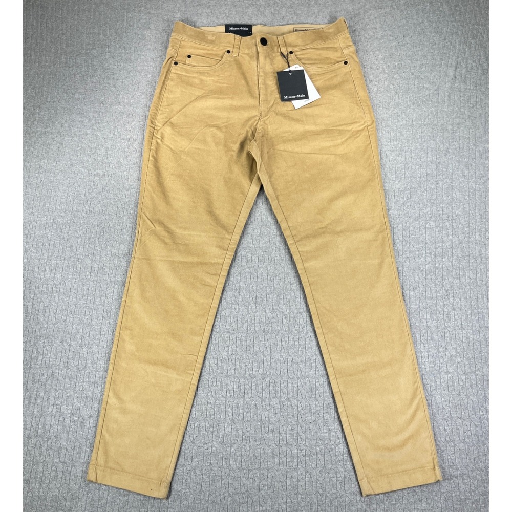 New Mizzen+Main Leroy Corduroy Pant Men 30-30 Slim Medium Beige Stretch 1BO-1429